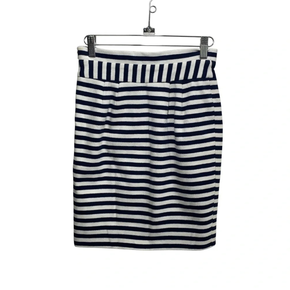 Kate Spade‎ Straight Pencil Skirt Womens 0 White Black Stripes Preppy Career